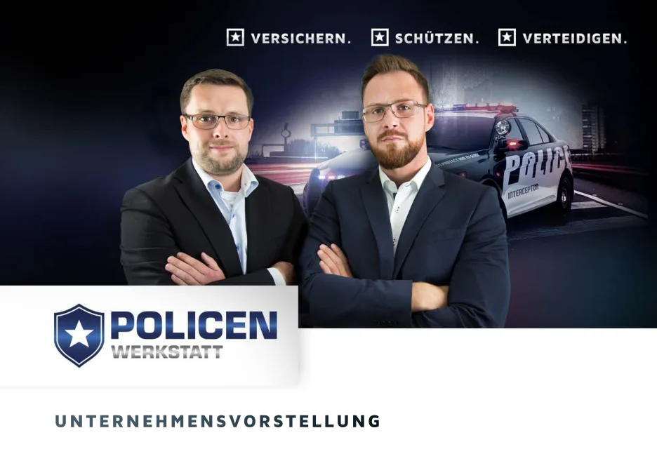Titelseite der Imagebroschüre der POLICEN Werkstatt