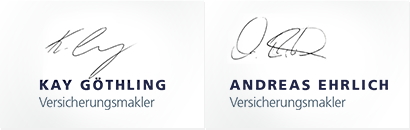 Unterschriften von Kay Göthling und Andreas Ehrlich, Versicherungsmakler